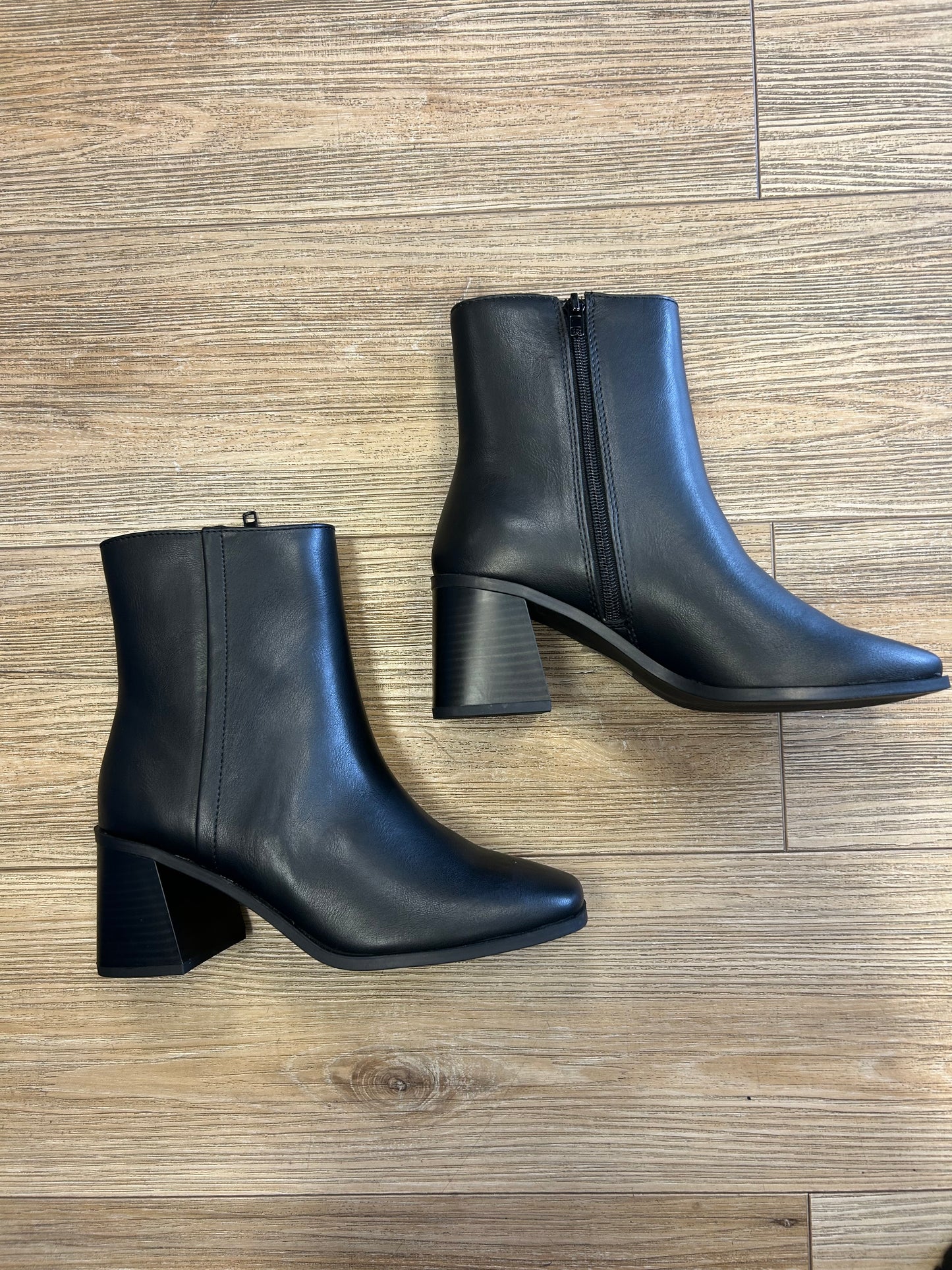 Square leather booties