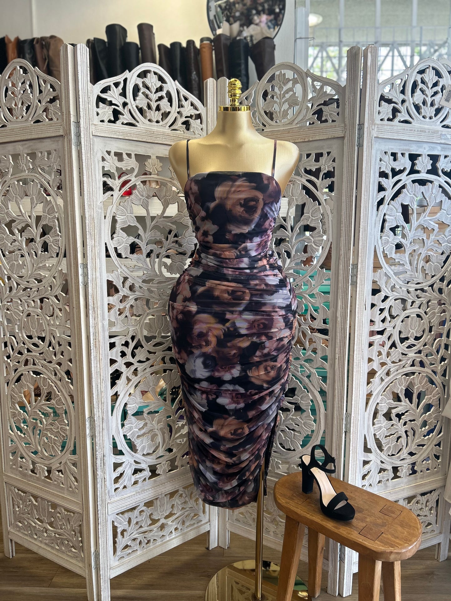 Mesh strap sexy dress
