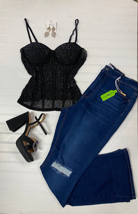 corset Mesh rhinestone sparkly top