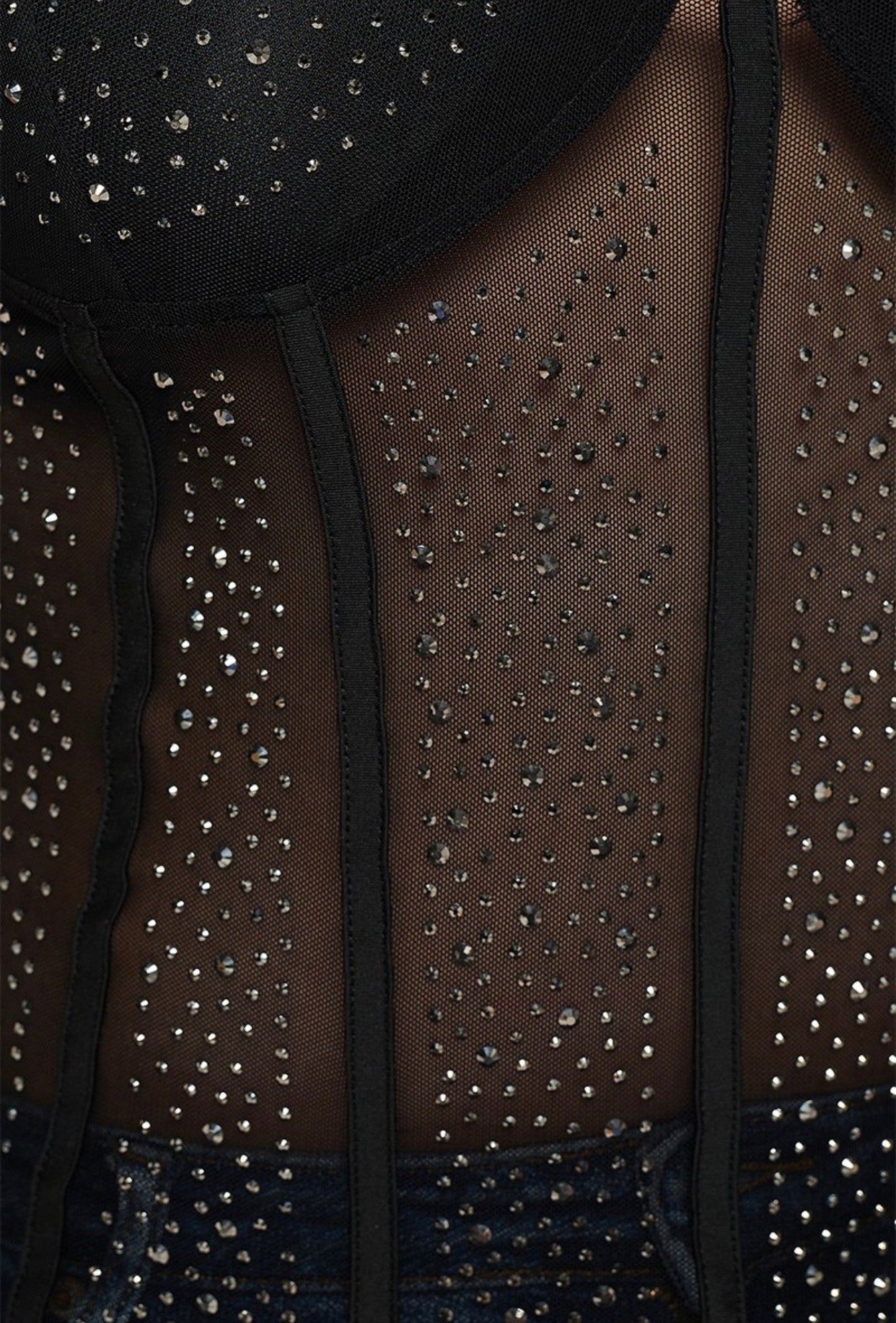corset Mesh rhinestone sparkly top