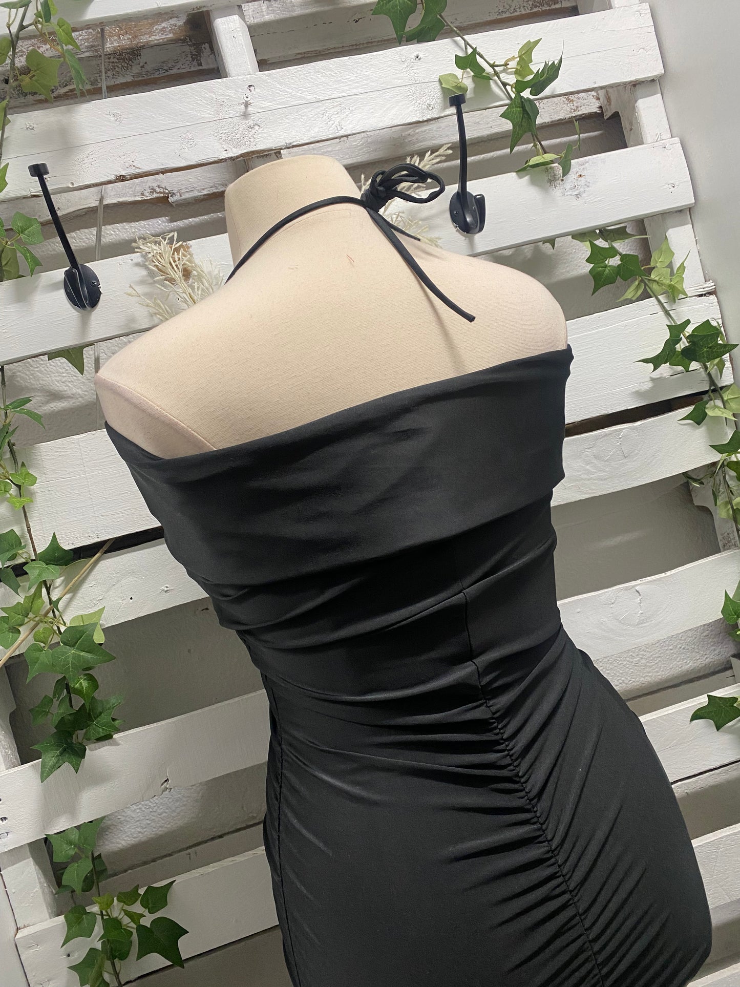 Plus off the shoulder draped cross