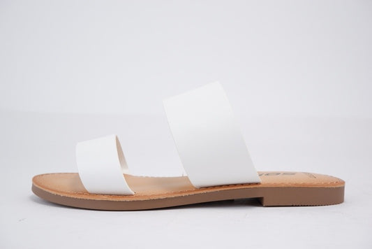 Wide fit double white sandals