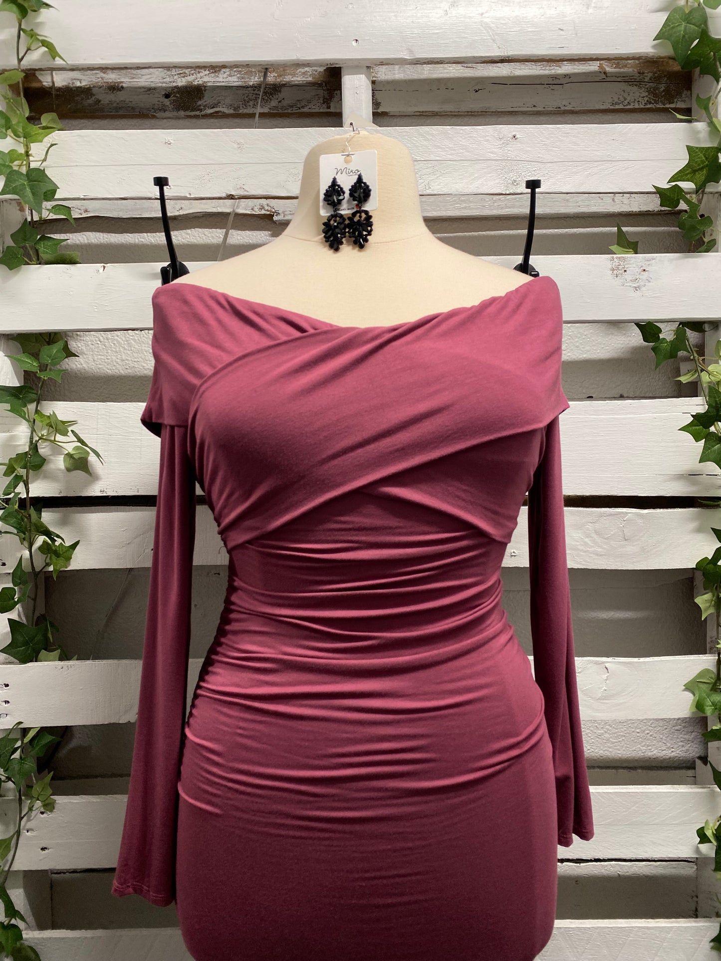 Long sleeve cross over dress
