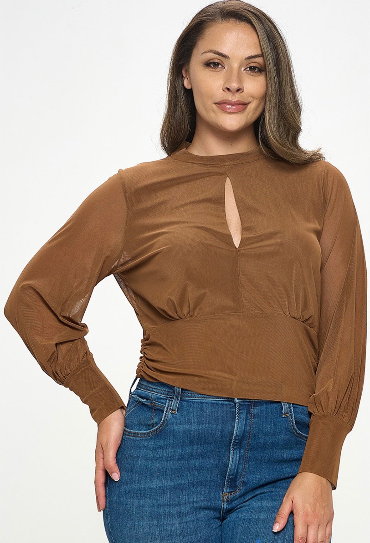 Long sleeve mesh top