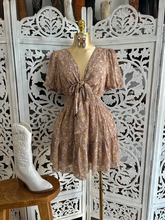 Floral mini dress runs small size up