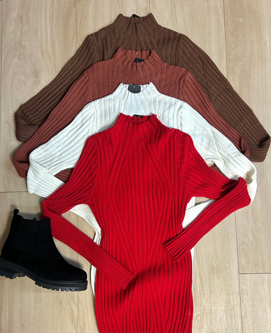 Ribbed warm soft long sleeve top