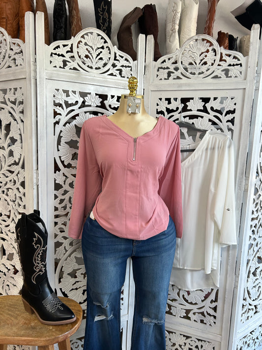 Long sleeve zipper top
