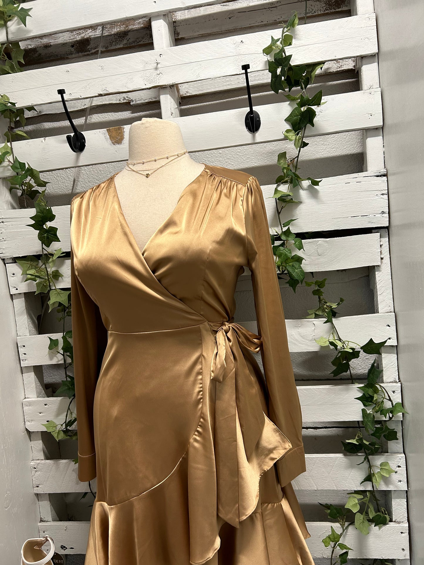 Side tie satin dress