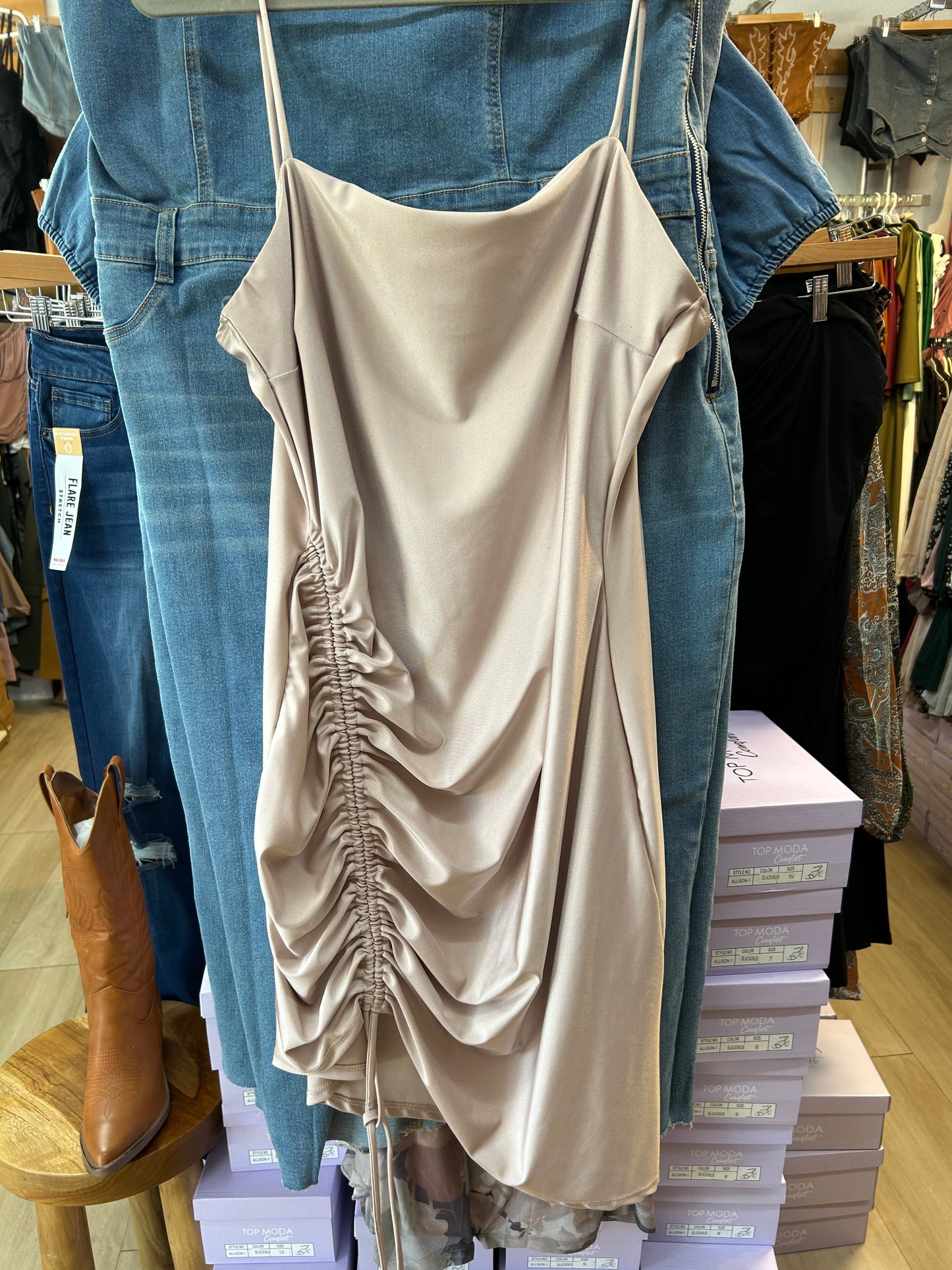 Champagne drawstring dress
