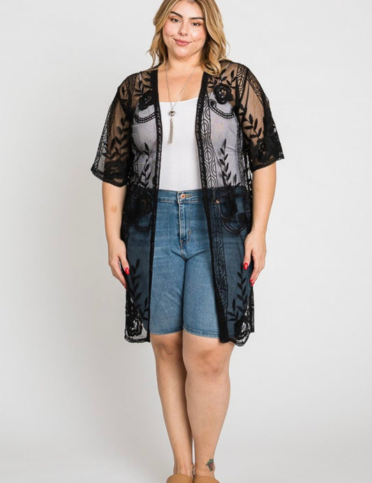 Lace coverall cardigan