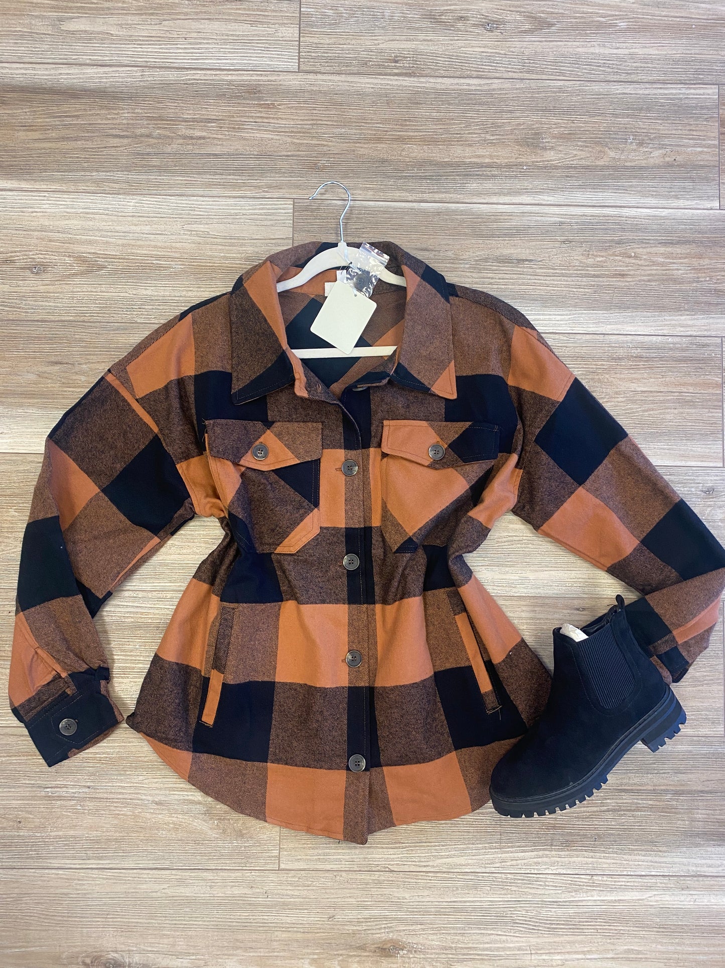 Plaid rust Shacket