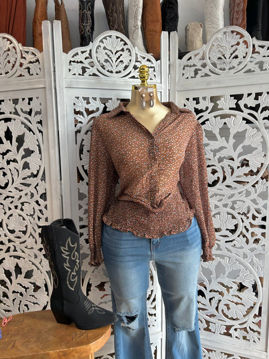 Flower print button shirt