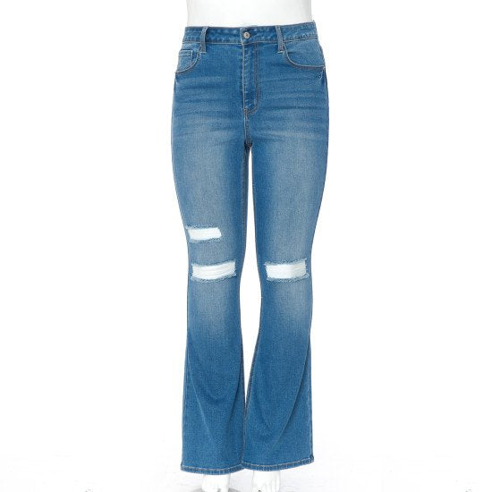 Flare dark jeans w/ rips