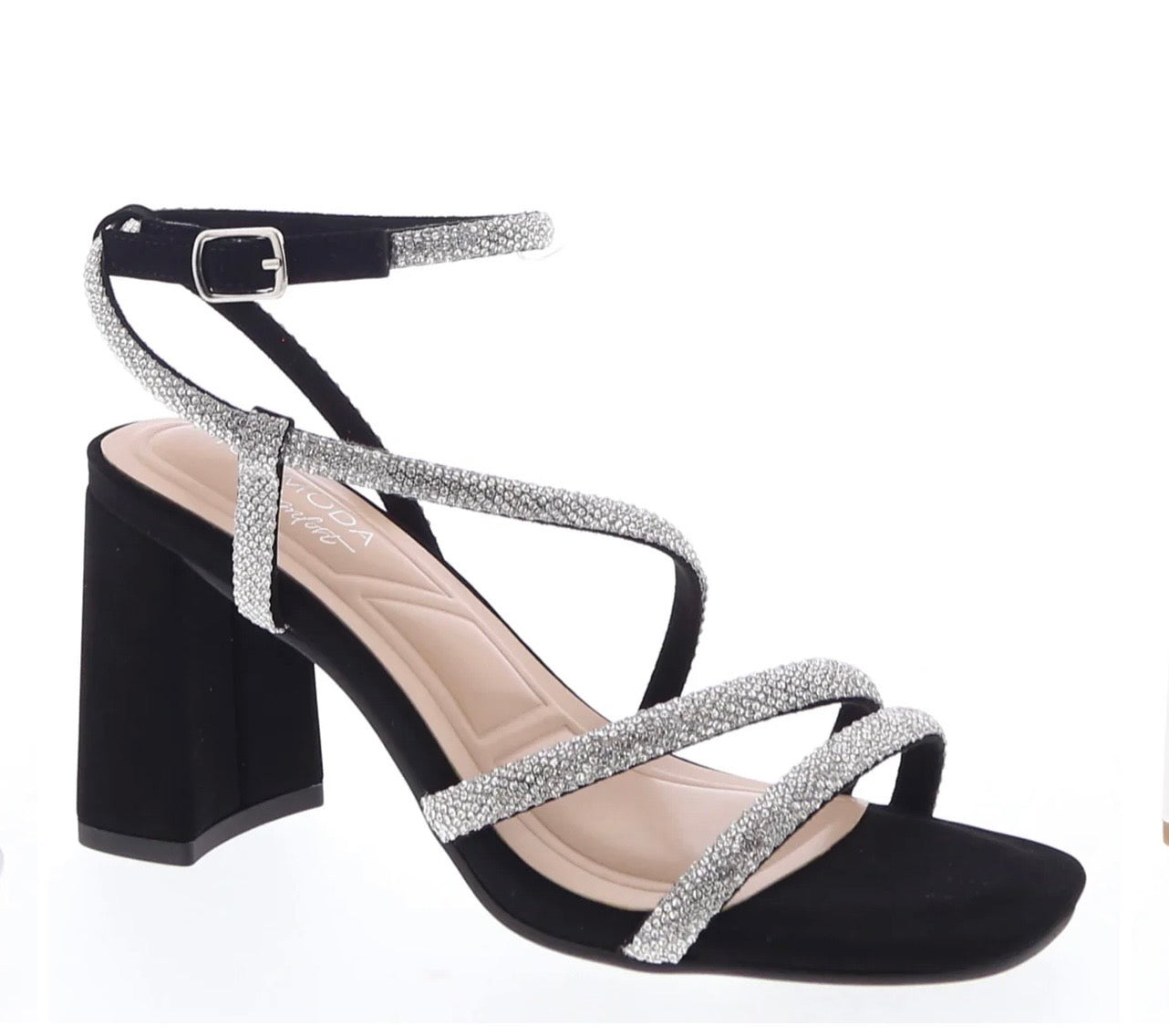 Alison rhinestone, block high heels
