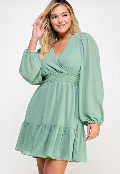 Cross over long sleeve dress