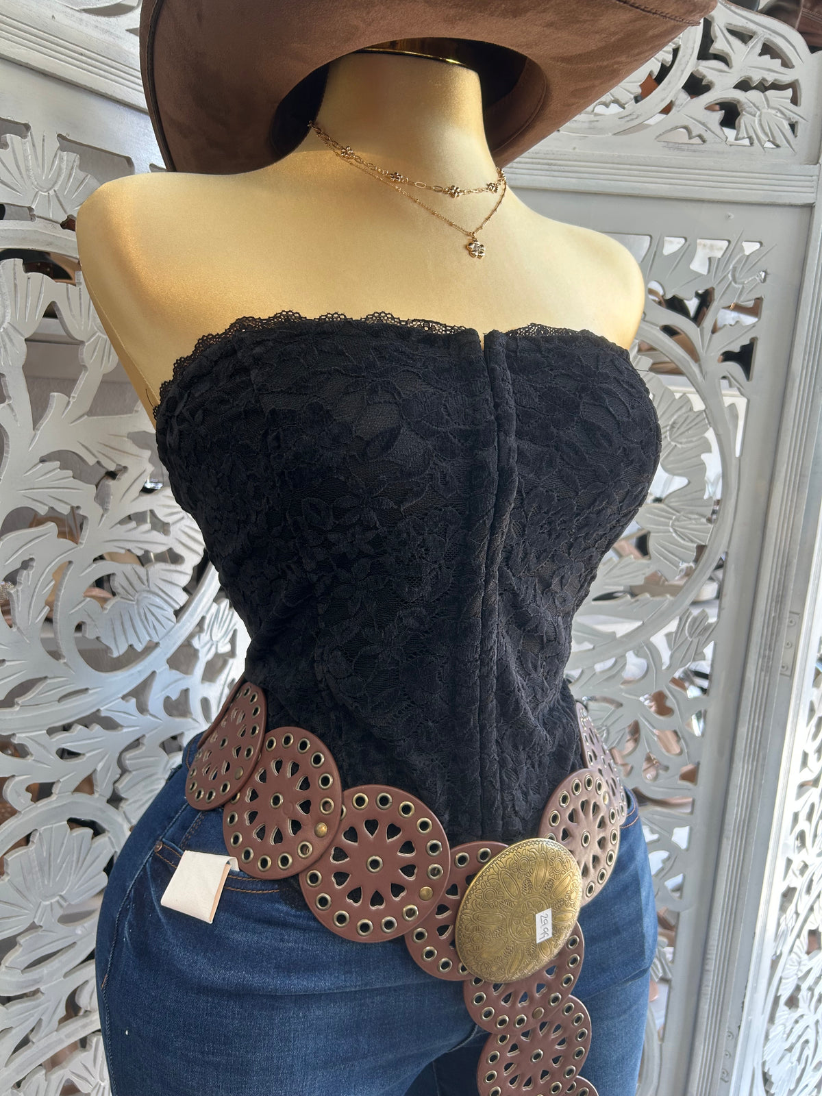 Lace tube corset top