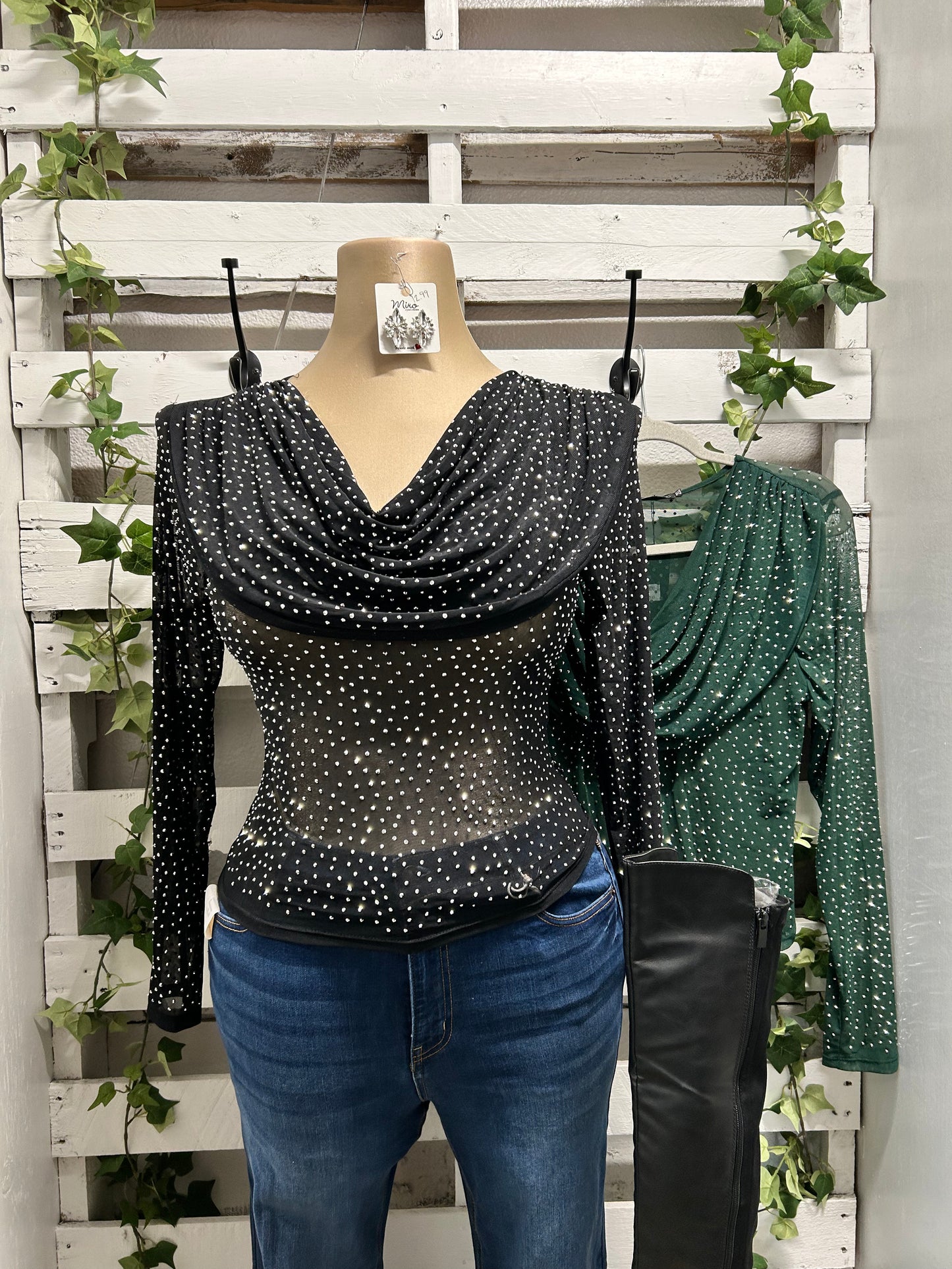 Sparkly cowl neck top