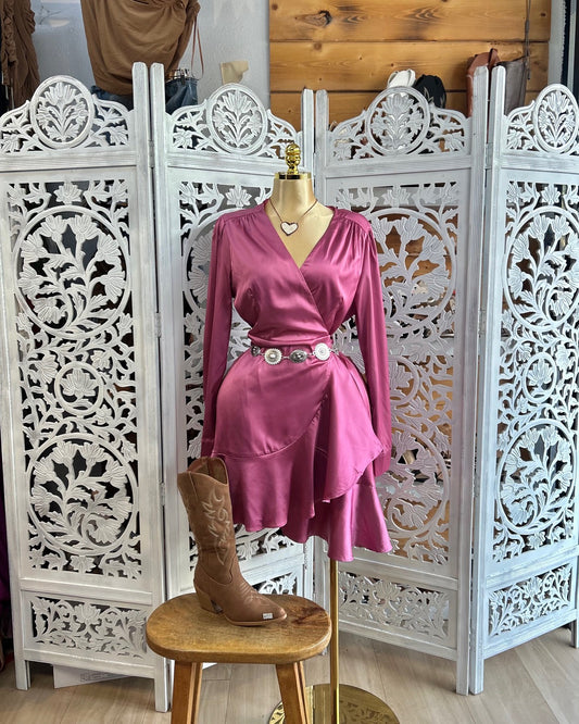 Side tie satin dress (size up)