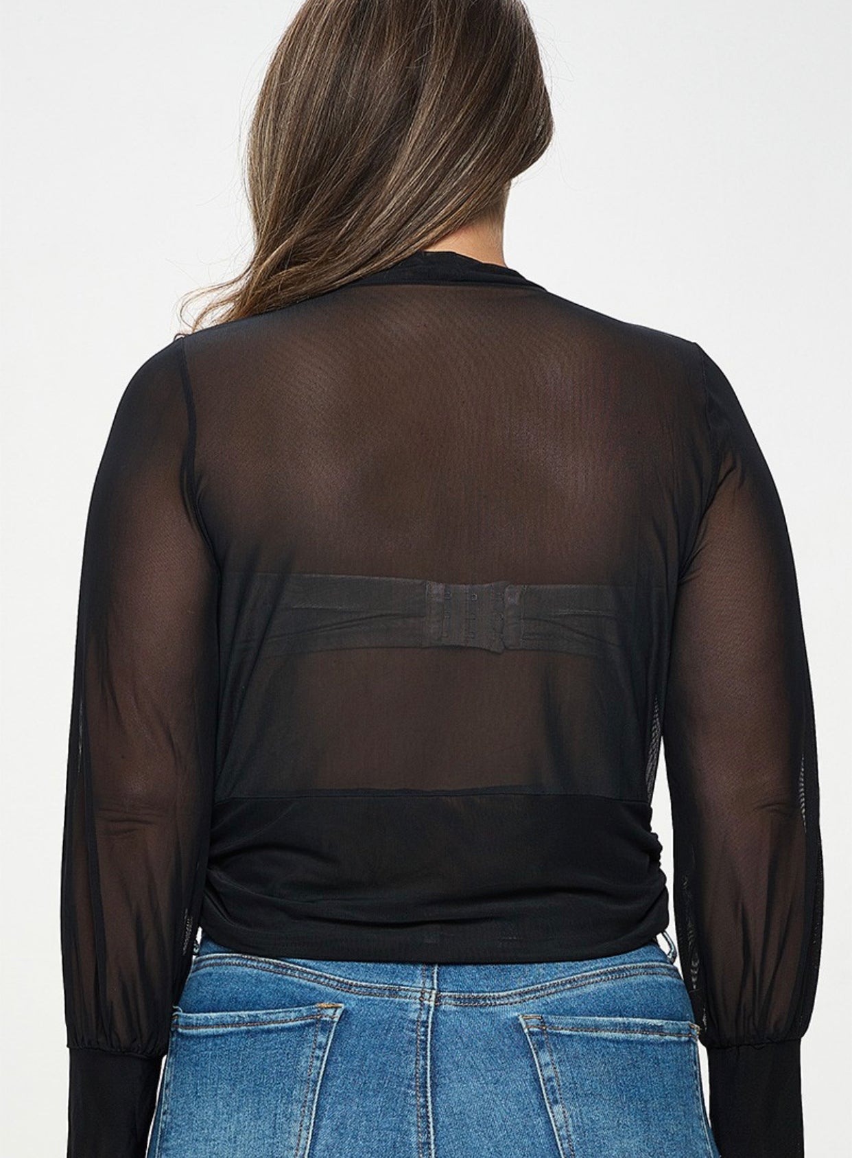 Long sleeve mesh top