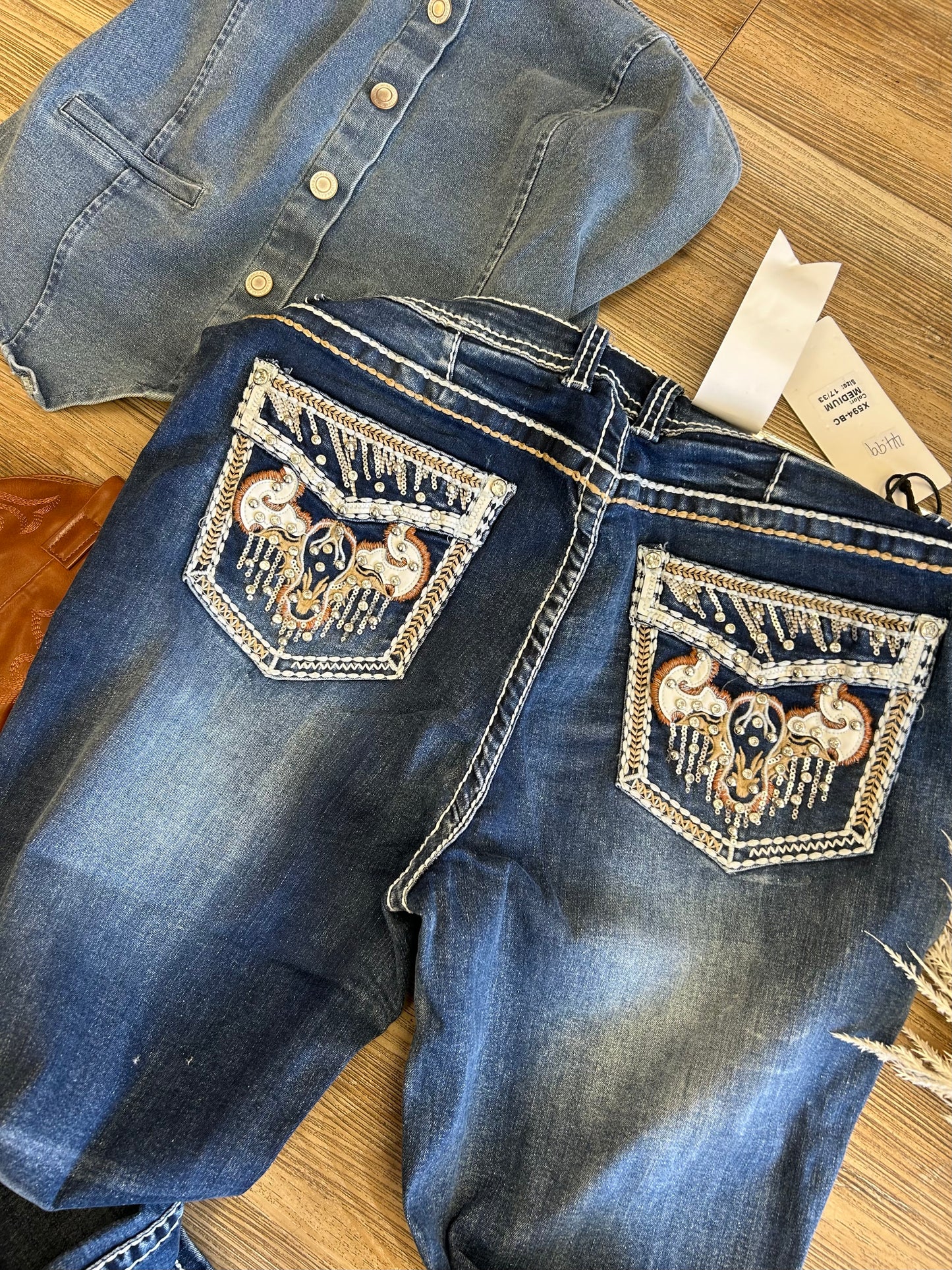 Highrise bull bling bootcut jeans