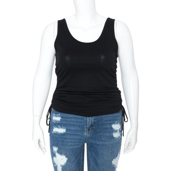 RUCHED TIE-SIDE TANK TOP