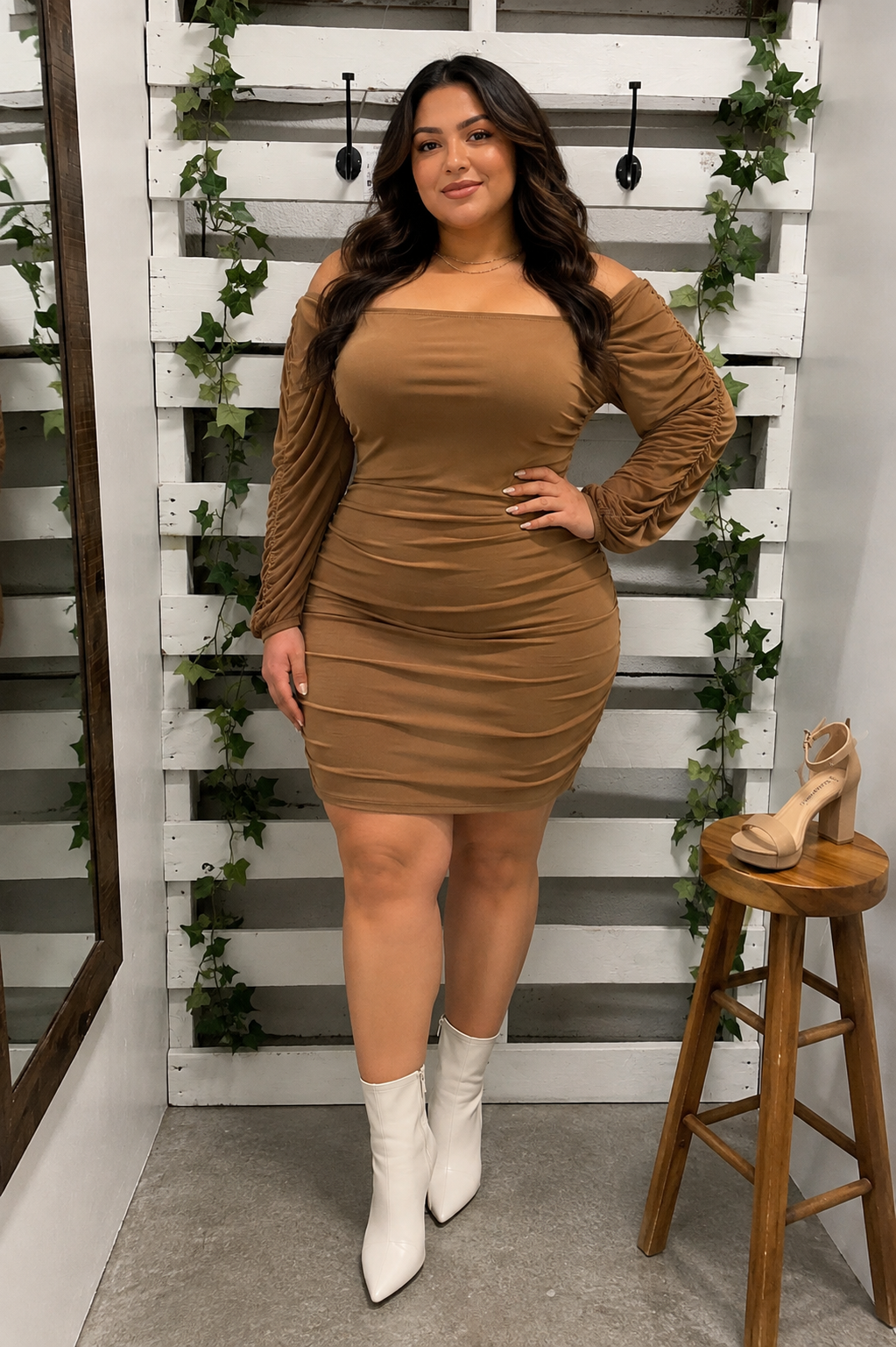 Long sleeve mesh dress