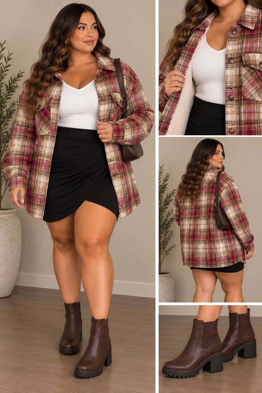 Sherpa plaid jacket (size up)