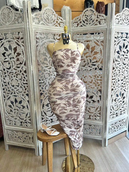 Mesh strap flower dres