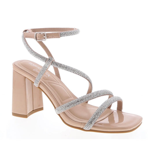 Alison rhinestone, block high heels