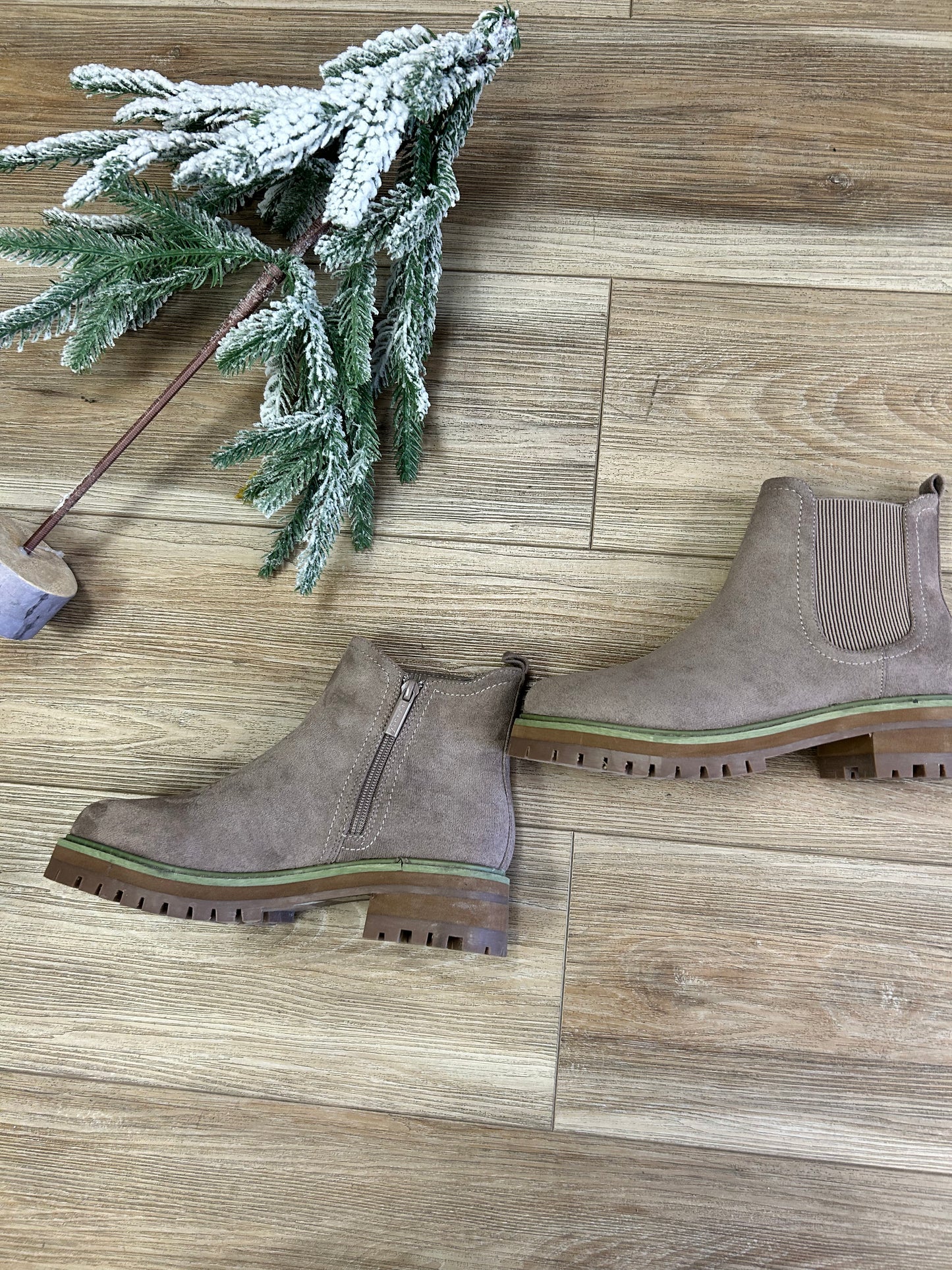 Suede low heel boot (wide fit friendly)