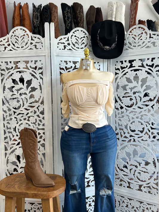 off the shoulder shirt (runs small)