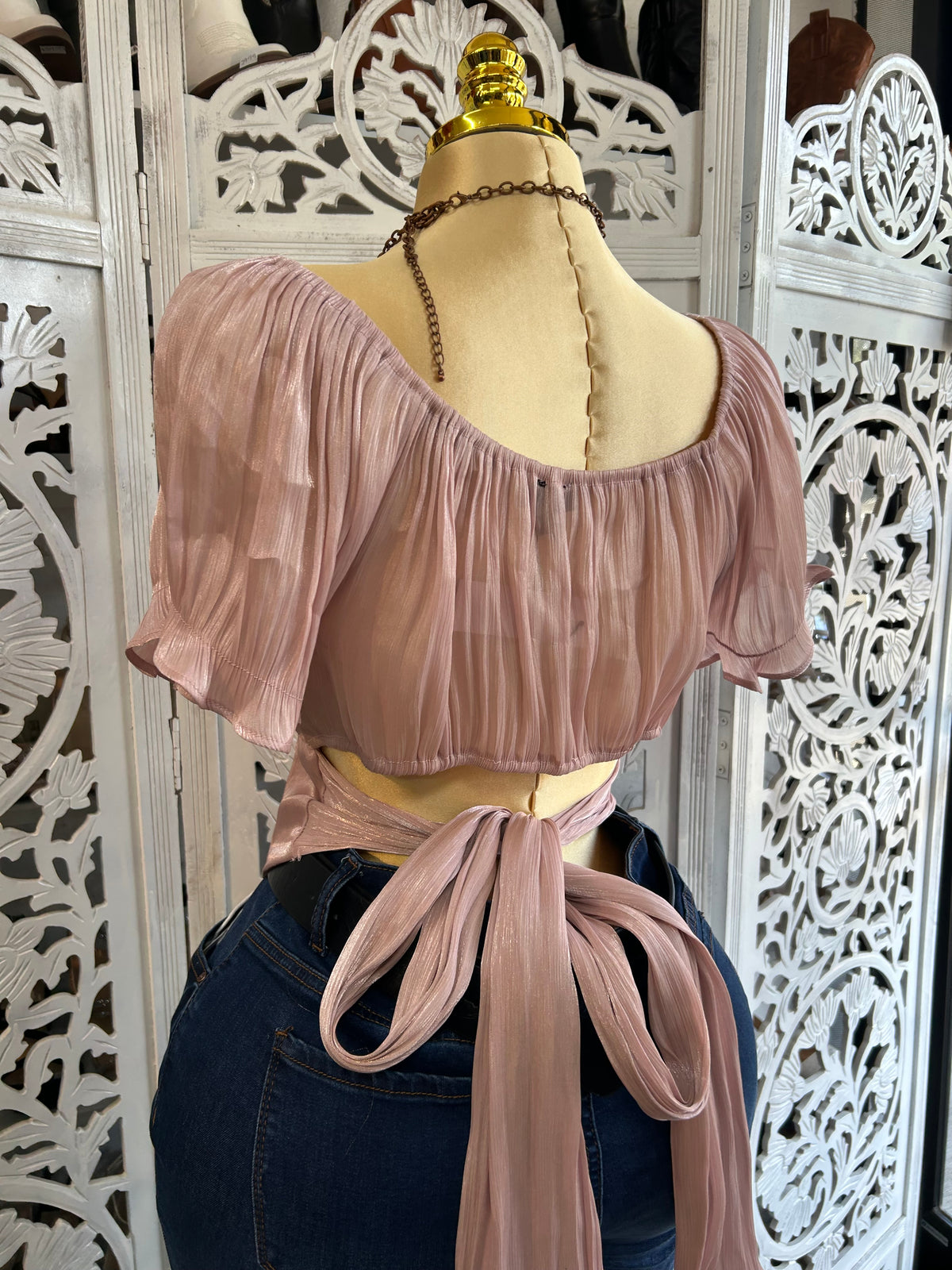 Satin bow tie top