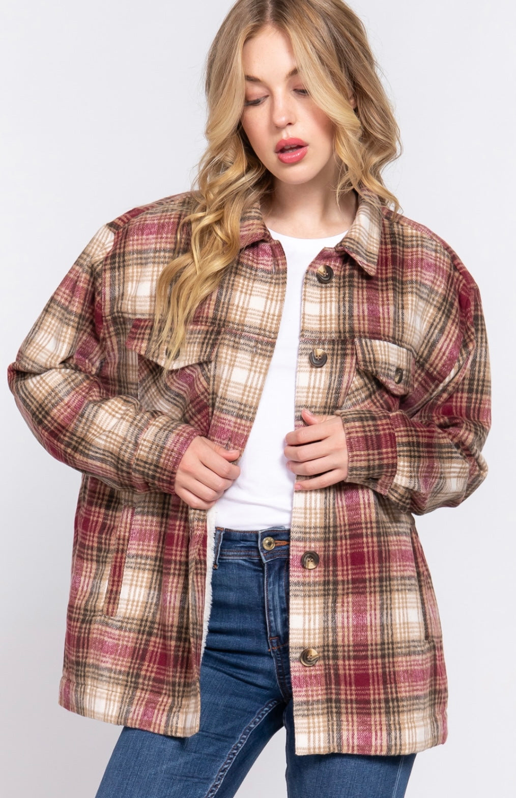 Sherpa plaid jacket