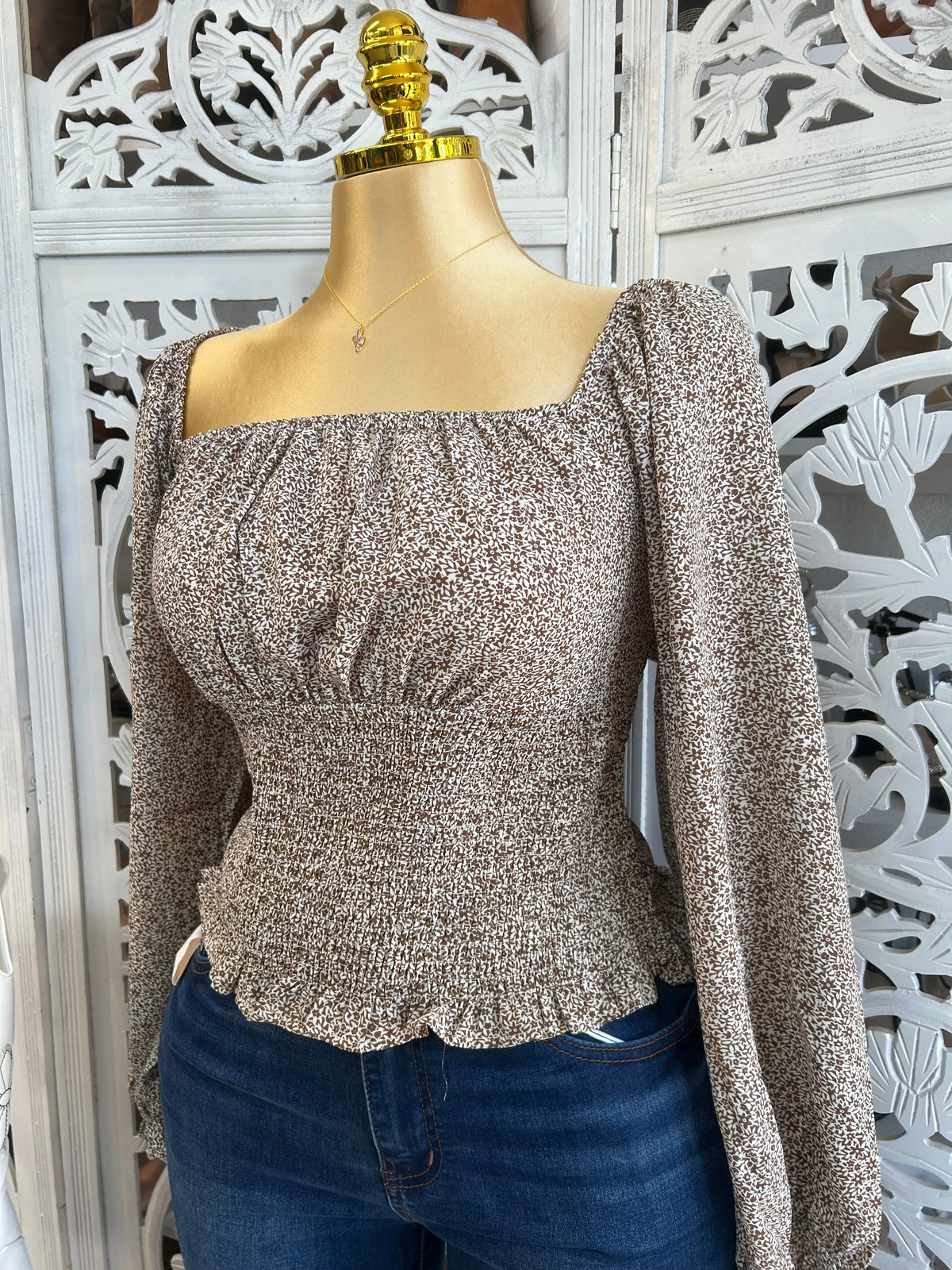Plus size Long sleeve flower top