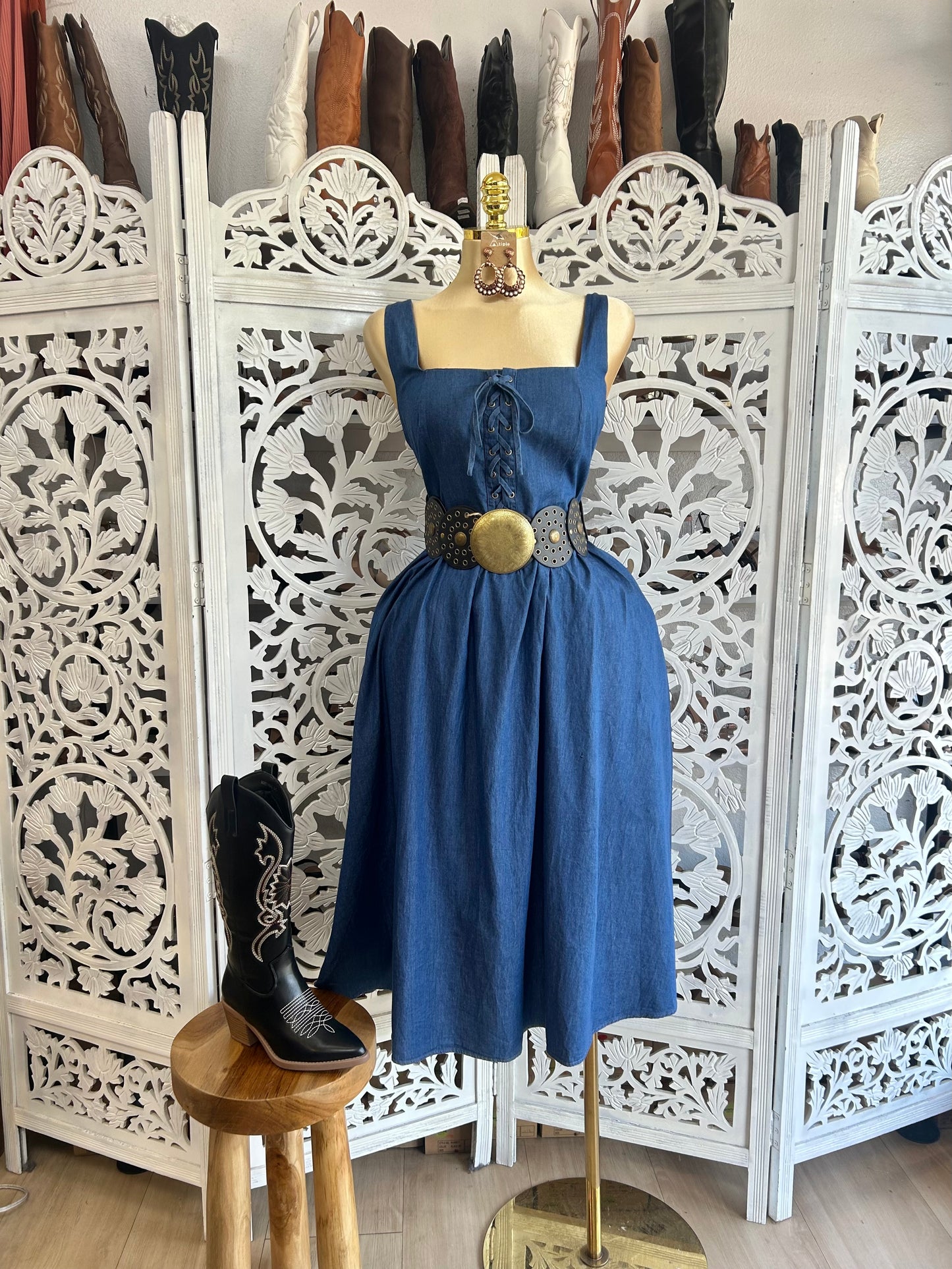 Denim dress with pockets