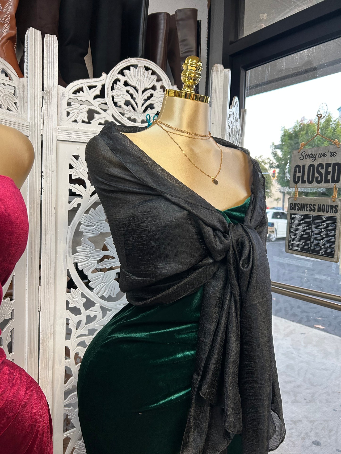 Formal velvet wrap dress