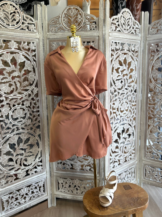 Satin side tie dress (SIZE UP)