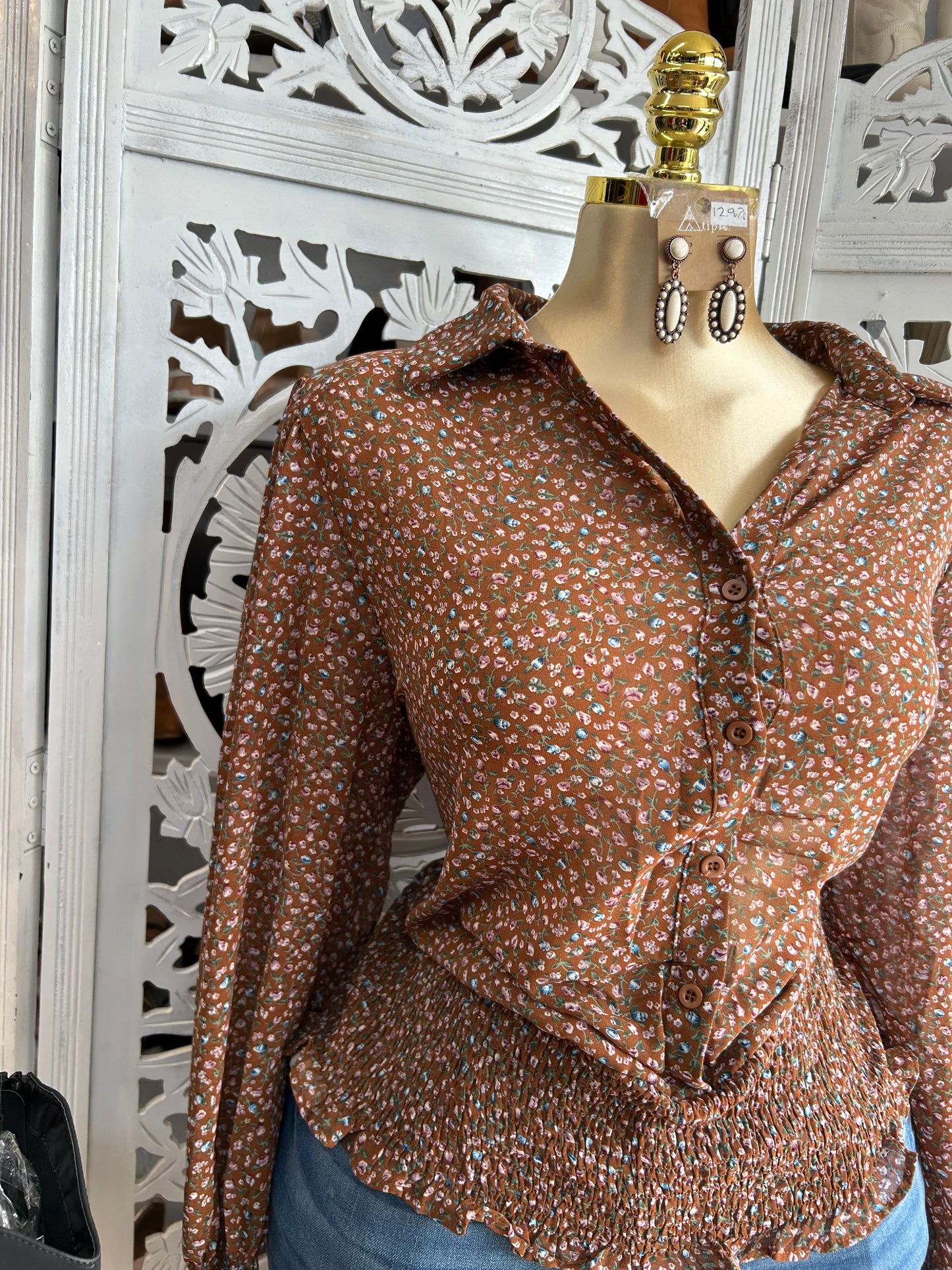 Flower print button shirt