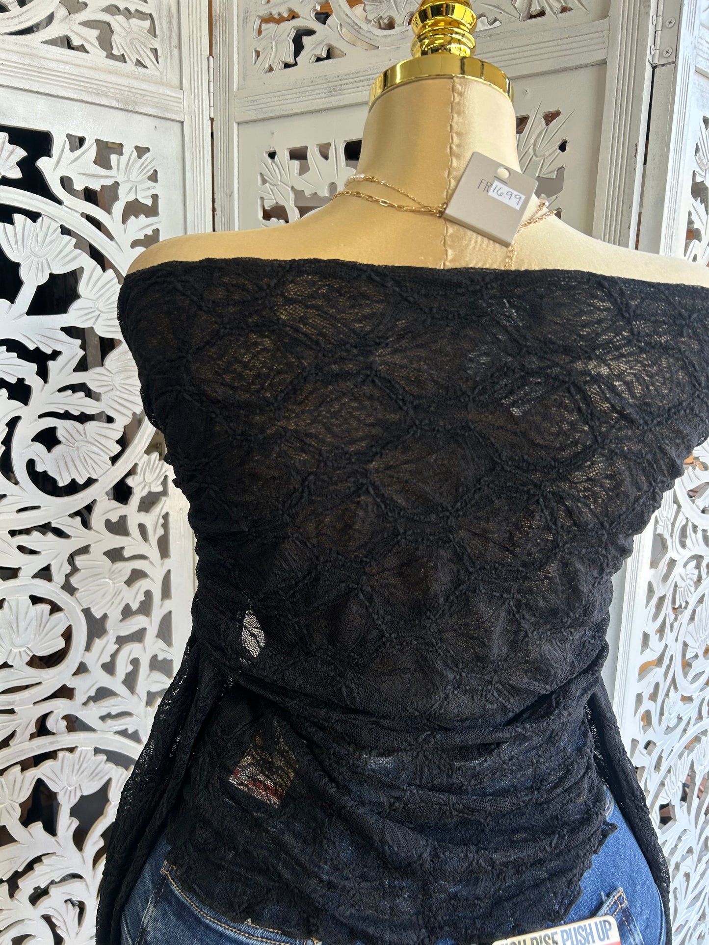 off the shoulder lace shirt
