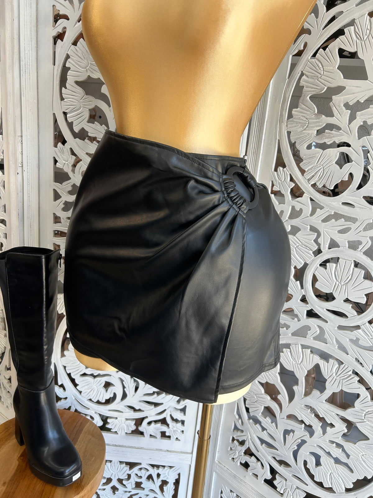 Leather skirt skort (with shorts)