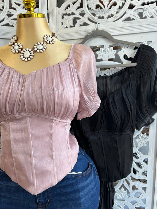 Satin bow tie top