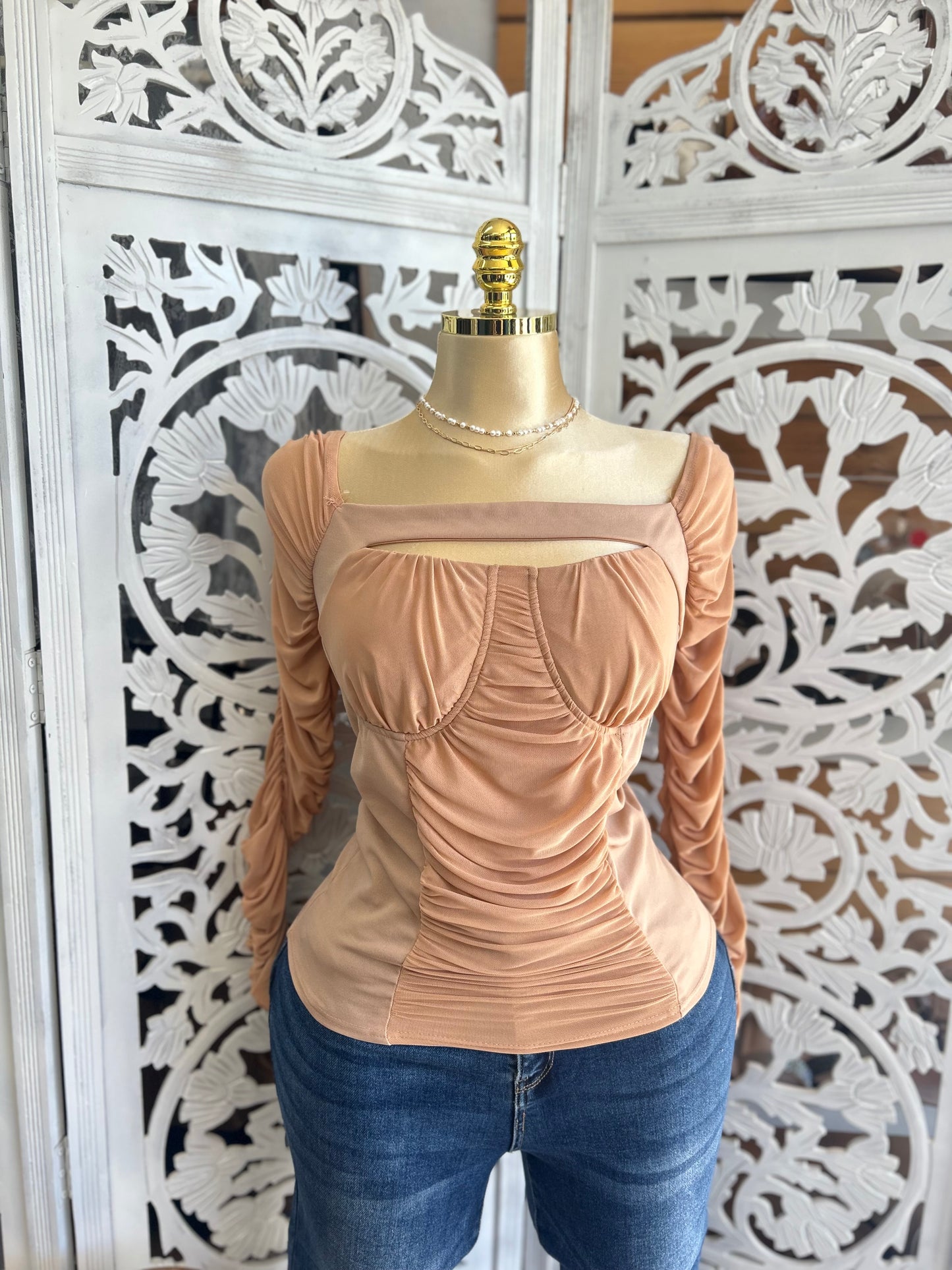 Long Sleeve Mesh top (runs small)