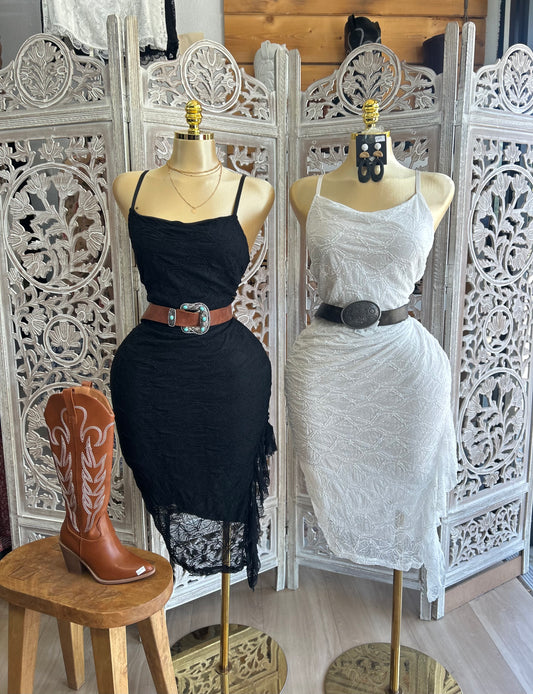 (Mesh strap lace sexy dress