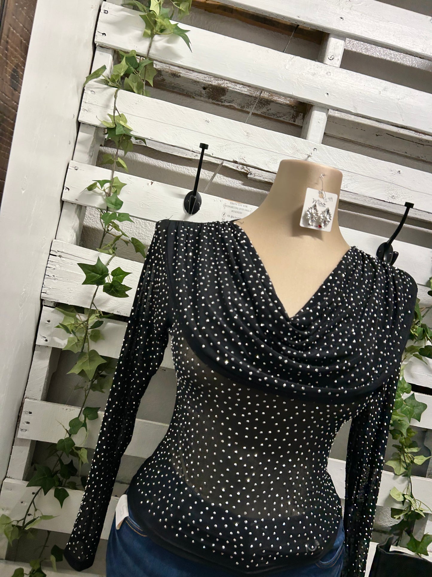 Sparkly cowl neck top