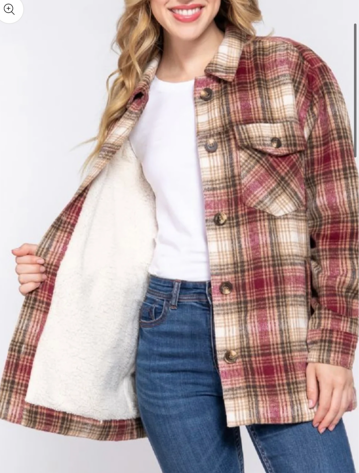 Sherpa plaid jacket (size up)