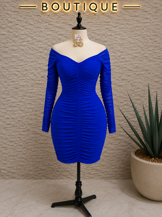 Mesh long sleeve body con dress