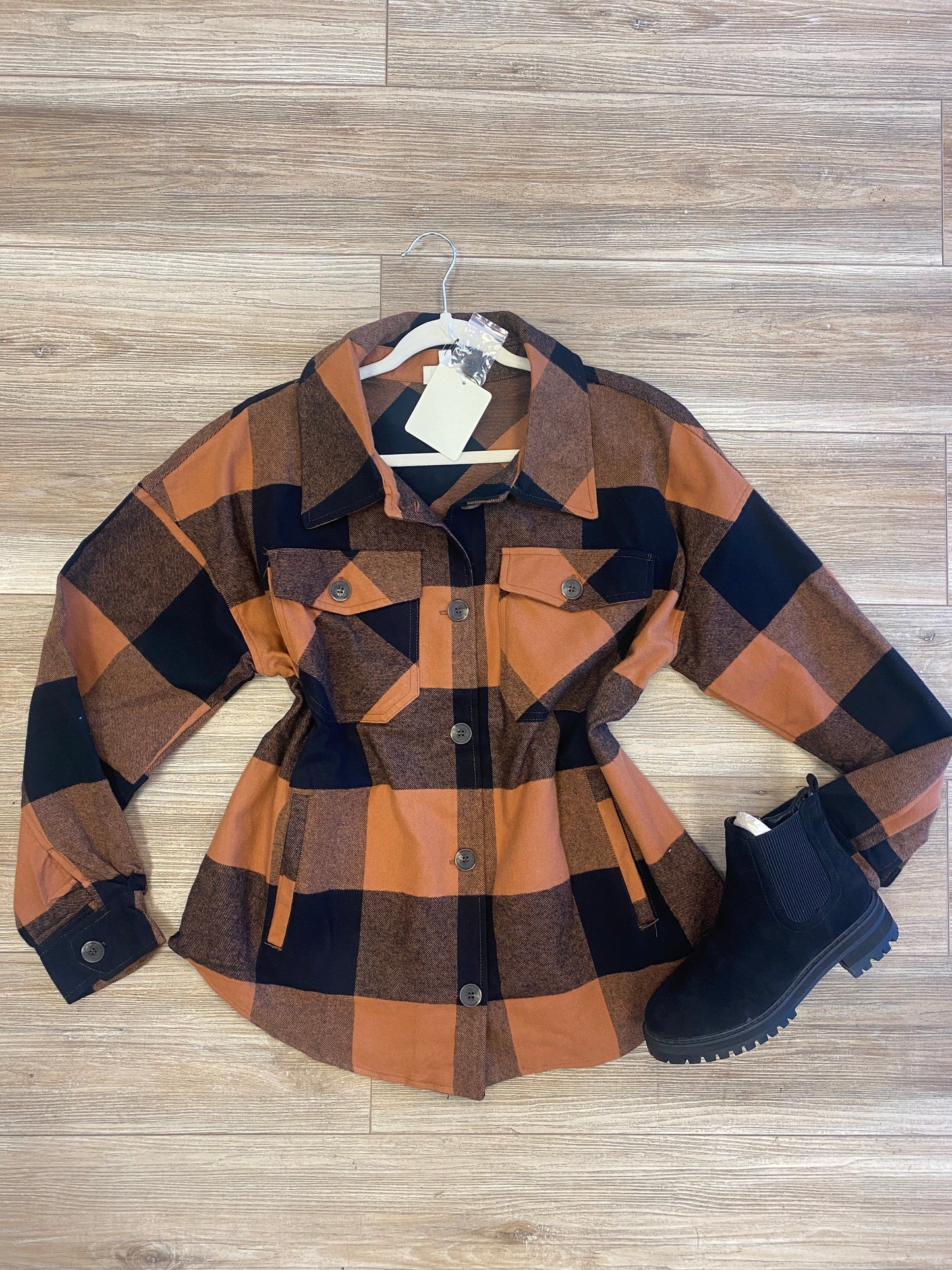 Plaid rust Shacket