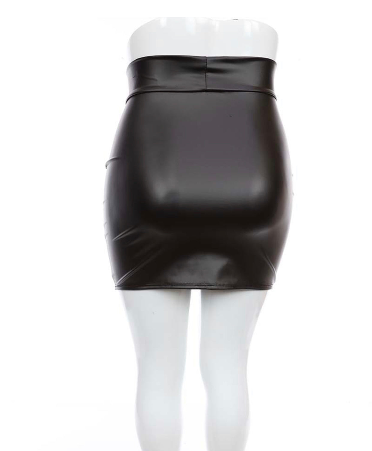 High rise leather skirt