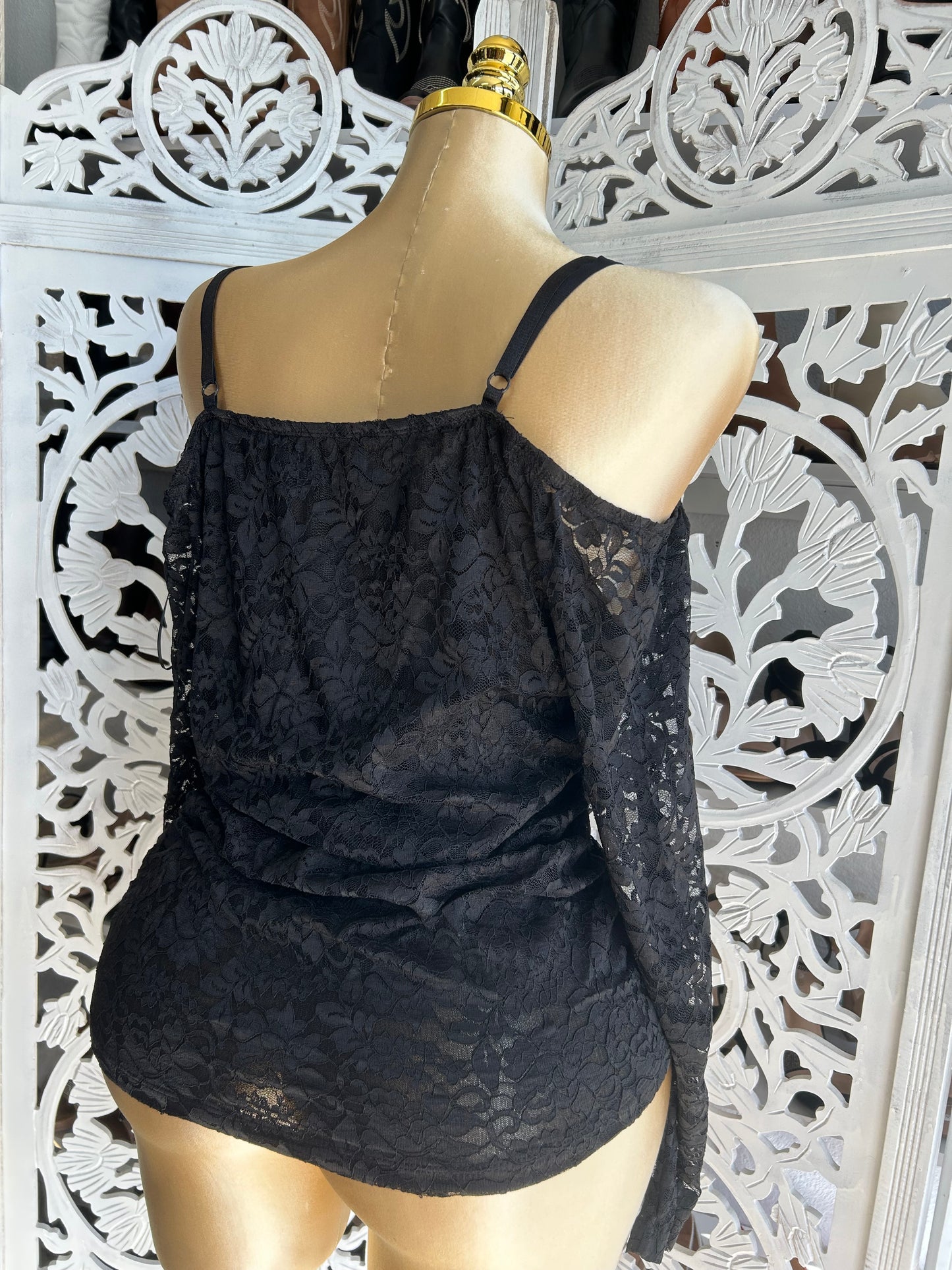 off the shoulder lace shirt (runs small)