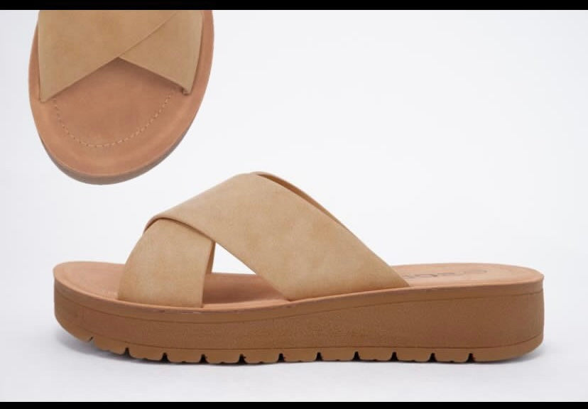 Wide fit cross sandal